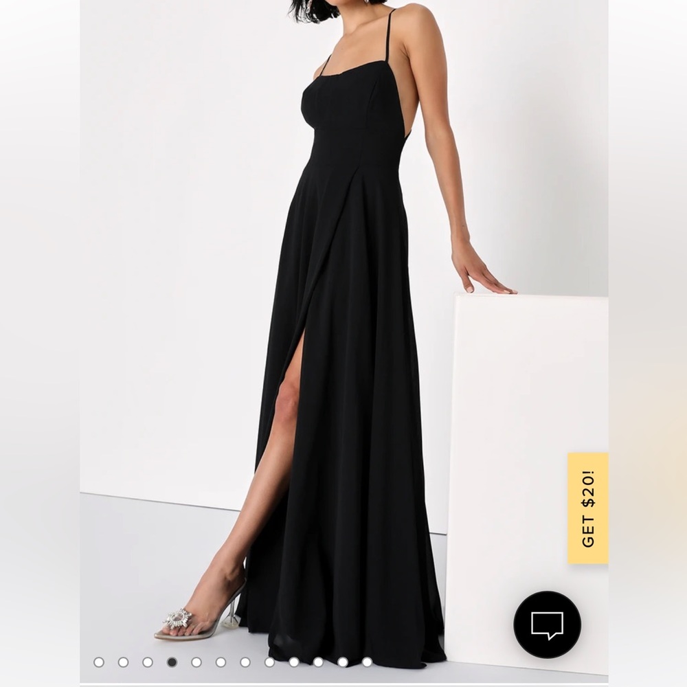 Lulu's Dreamy Romance Black Backless Maxi Dress